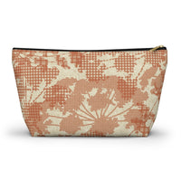 Floral Plaid Accessory Pouch w T-bottom in Orange